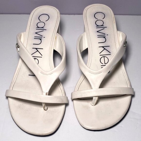 Calvin Klein Shoes - Calvin Klein White Strappy Heeled Sandals Women Sz 7  Casual Cottagecore